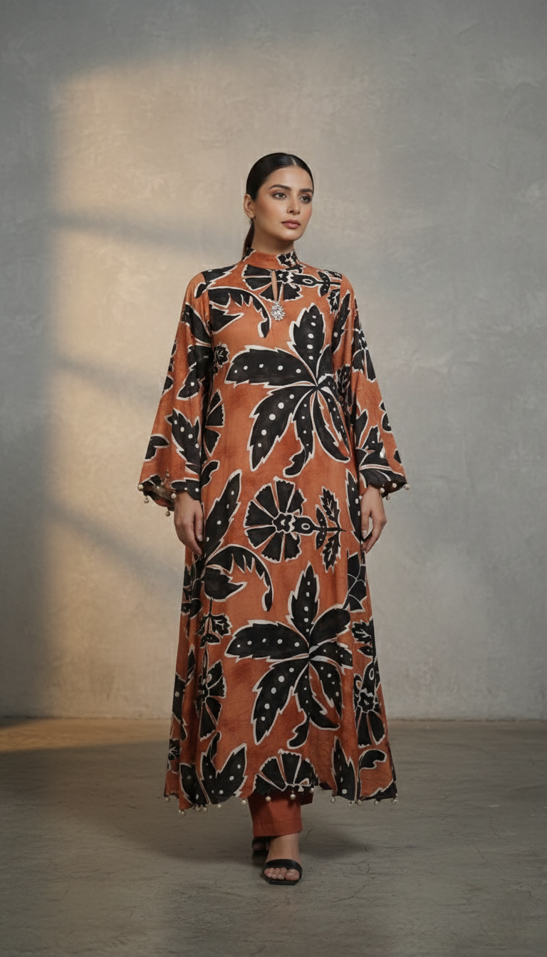Canvas Bloom" Kaftan (2pc stichted)