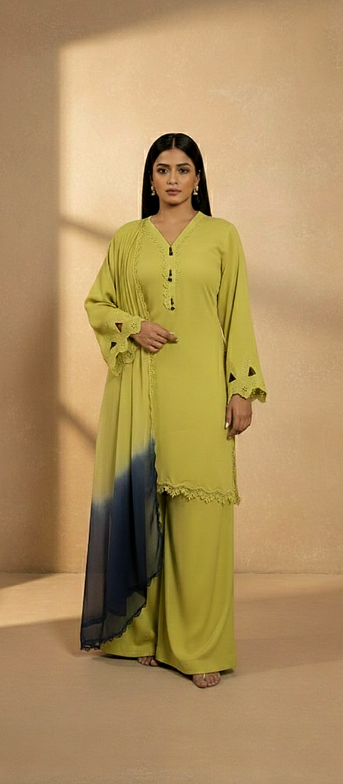 Lime double dye (3pc stichted)