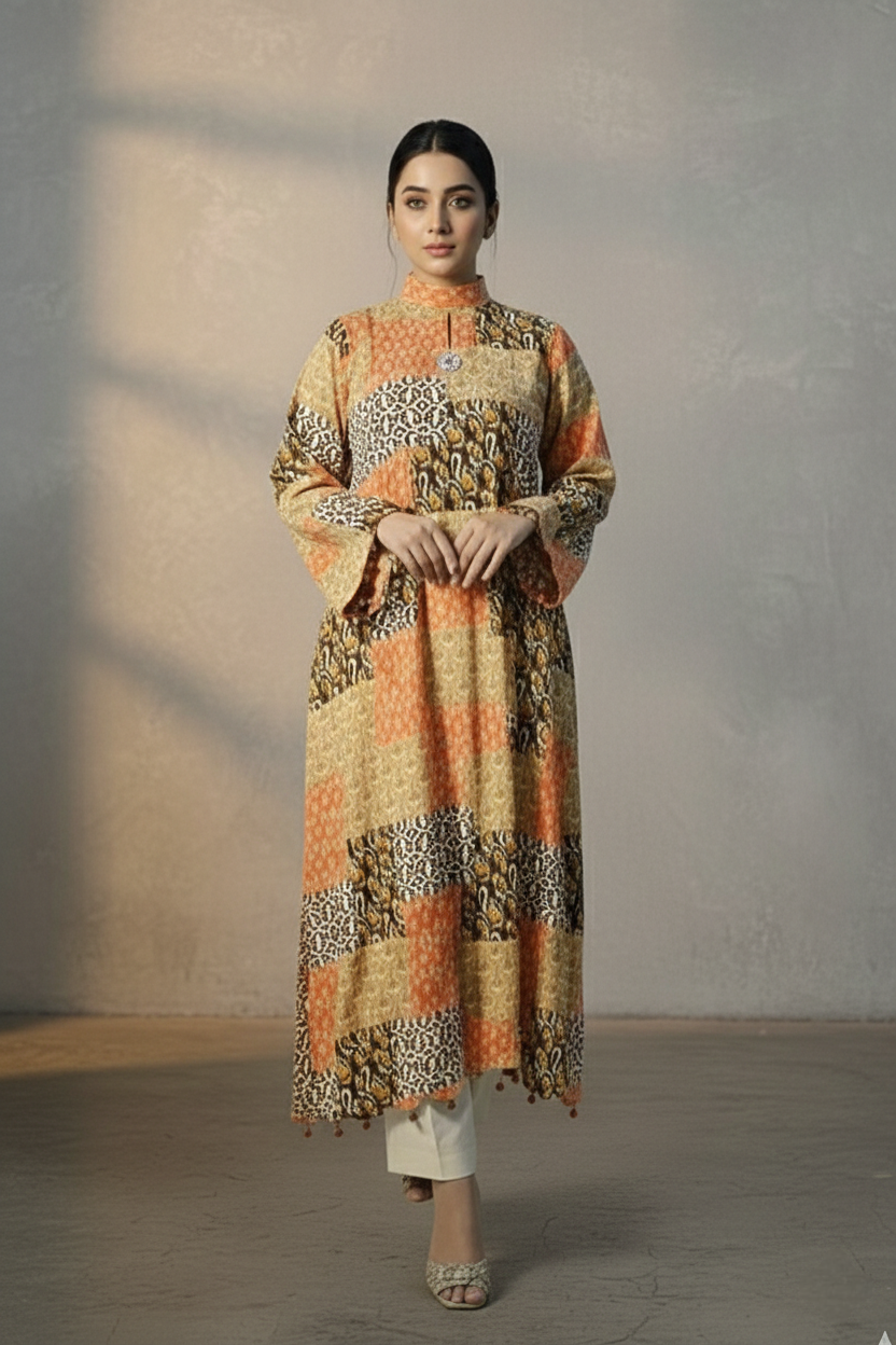 Heritage Patchwork print Kaftan(2pc stichted)