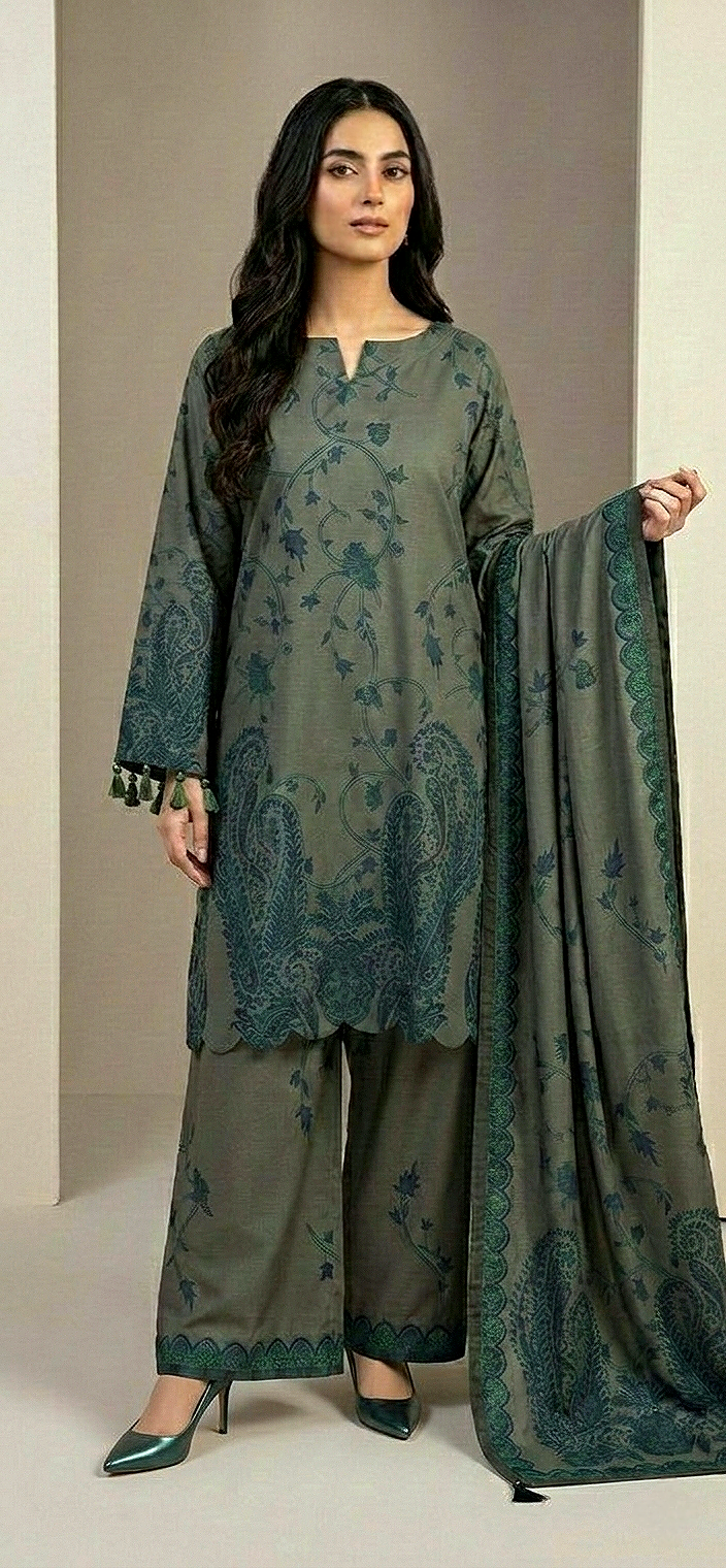 Olive Noor 3pc ( stichted)