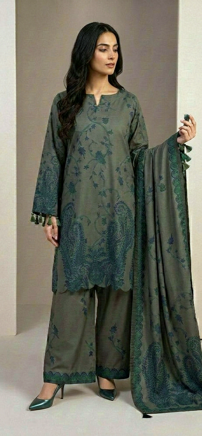 Olive Noor 3pc ( stichted)