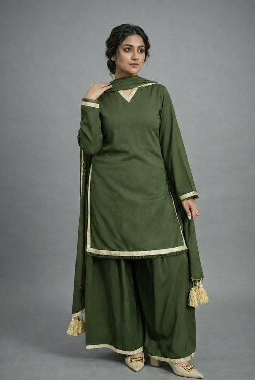 Army Dhaaka shalwar 3pc (stichted)
