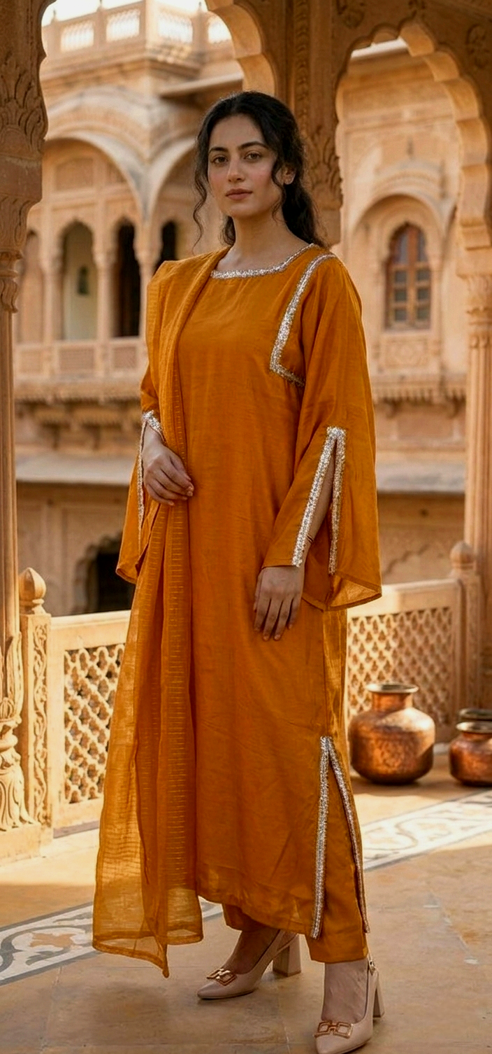 Zard Shafaq 3pc(stichted)