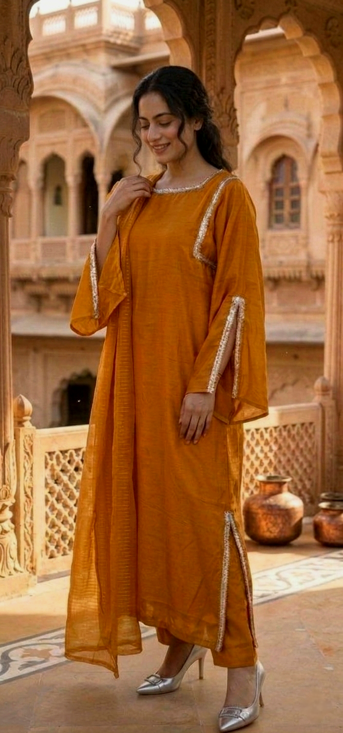 Zard Shafaq 3pc(stichted)