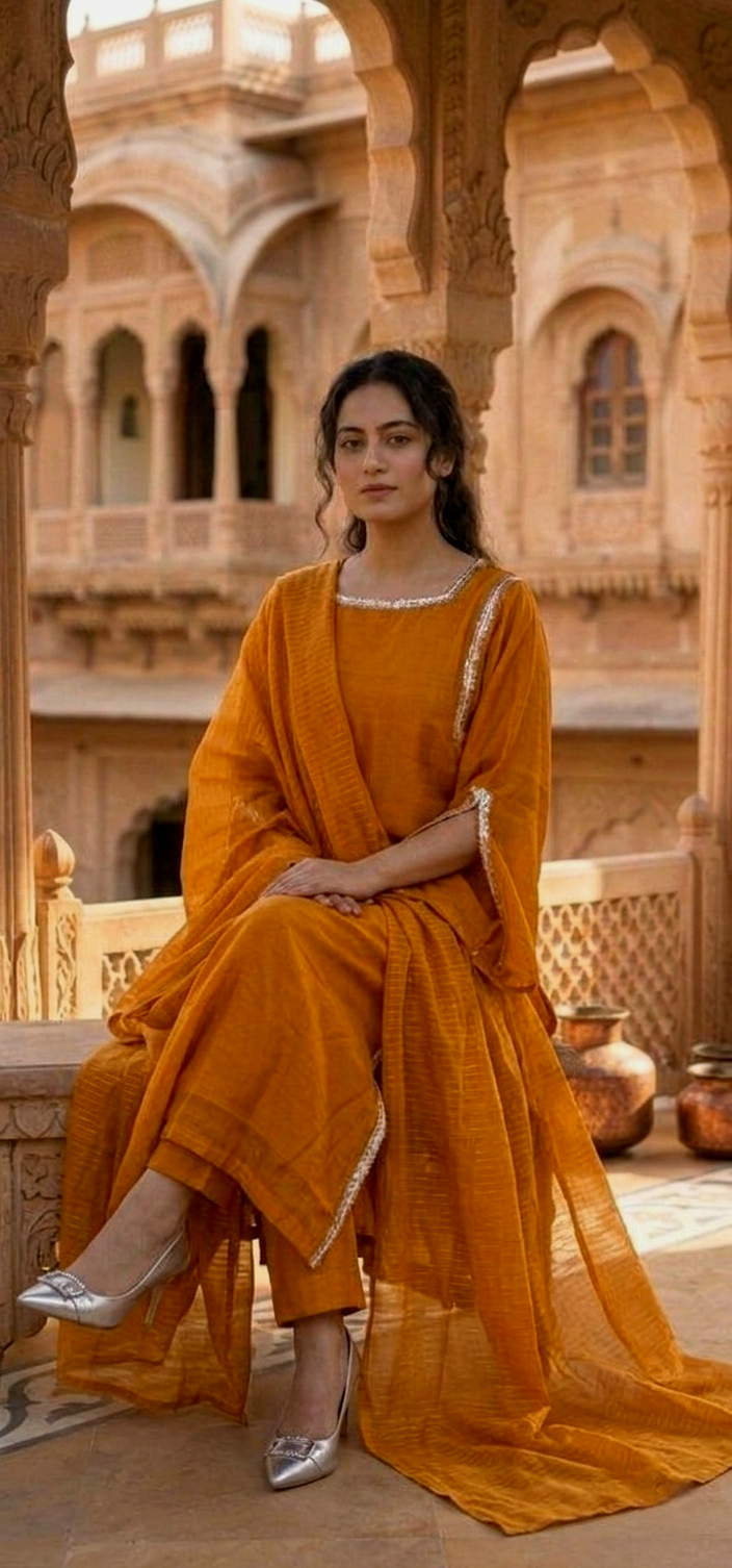 Zard Shafaq 3pc(stichted)