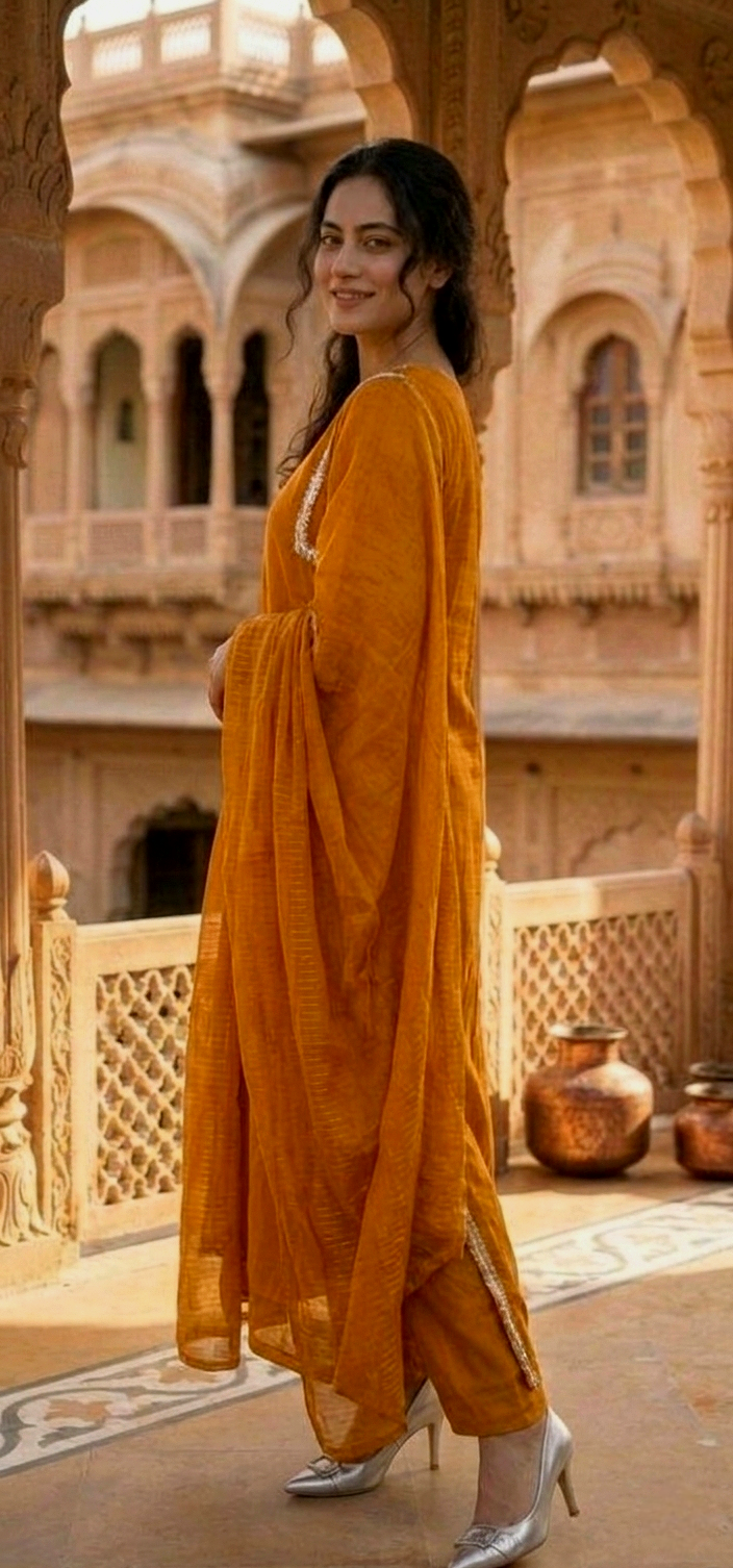 Zard Shafaq 3pc(stichted)