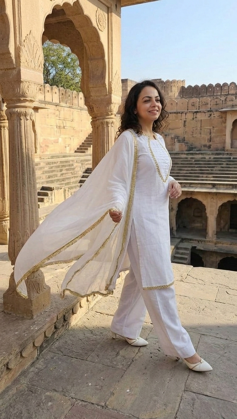 Ivory Farshi Shalwar 3pc (stichted)