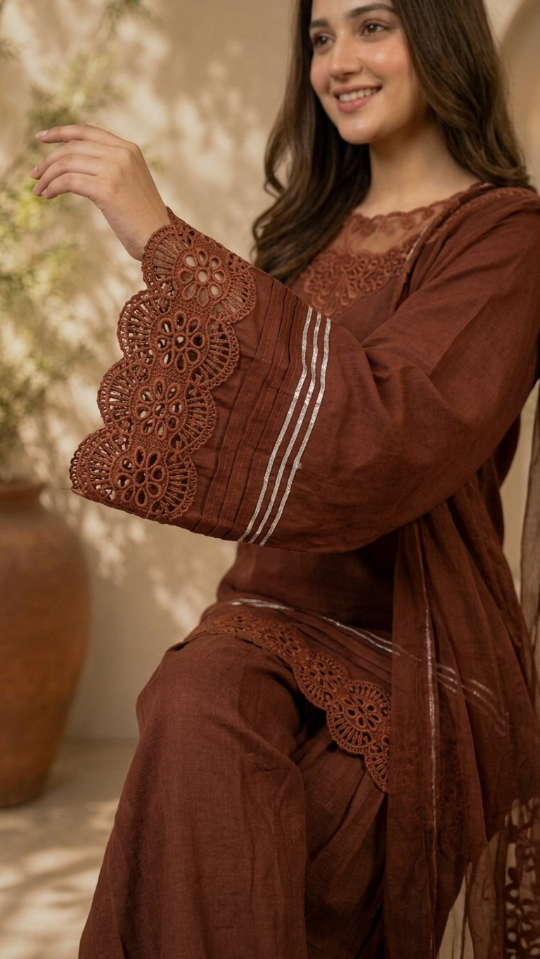Rustic Brown 3pcs Set(Stichted)