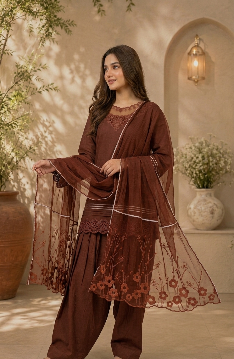 Rustic Brown 3pcs Set(Stichted)