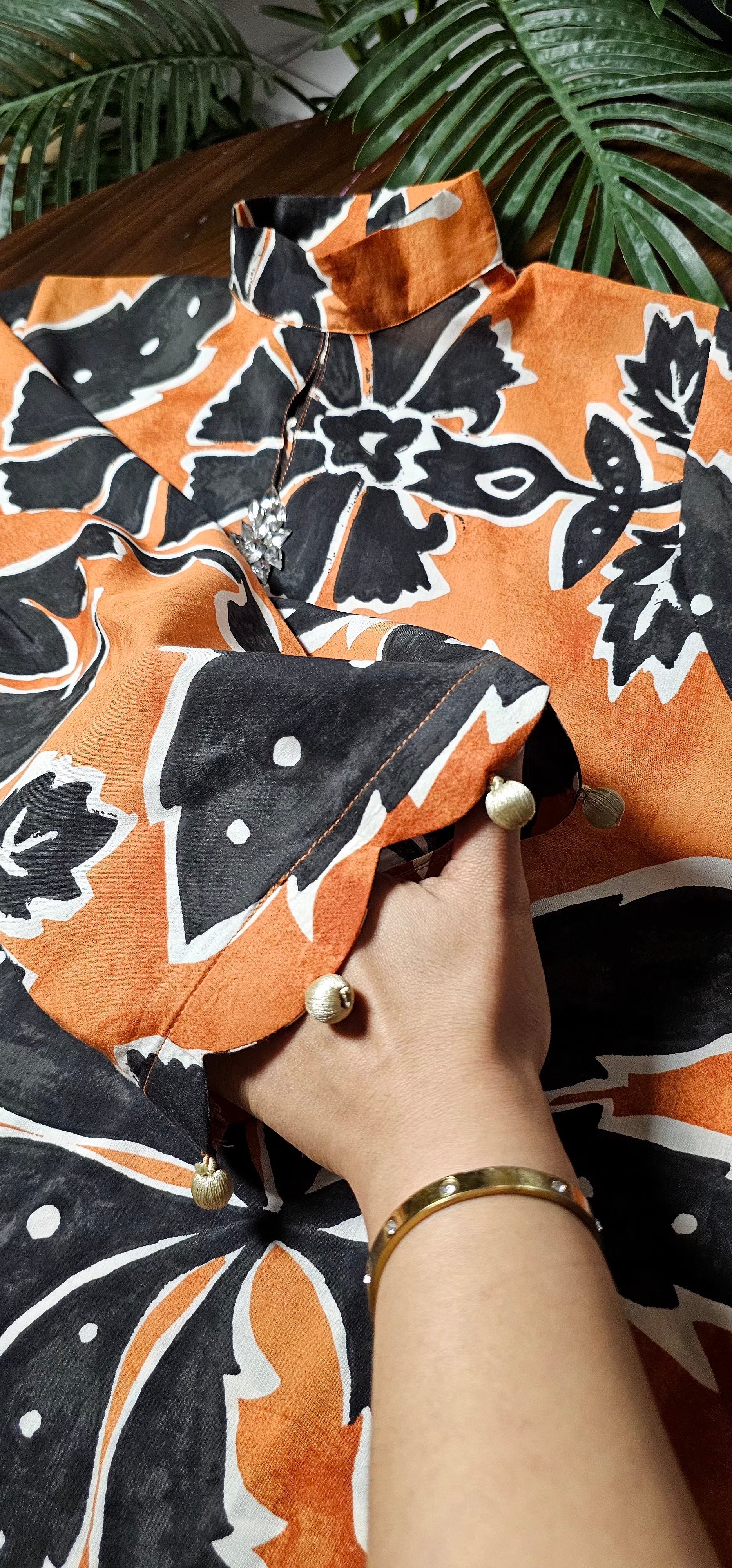 Canvas Bloom" Kaftan (2pc stichted)