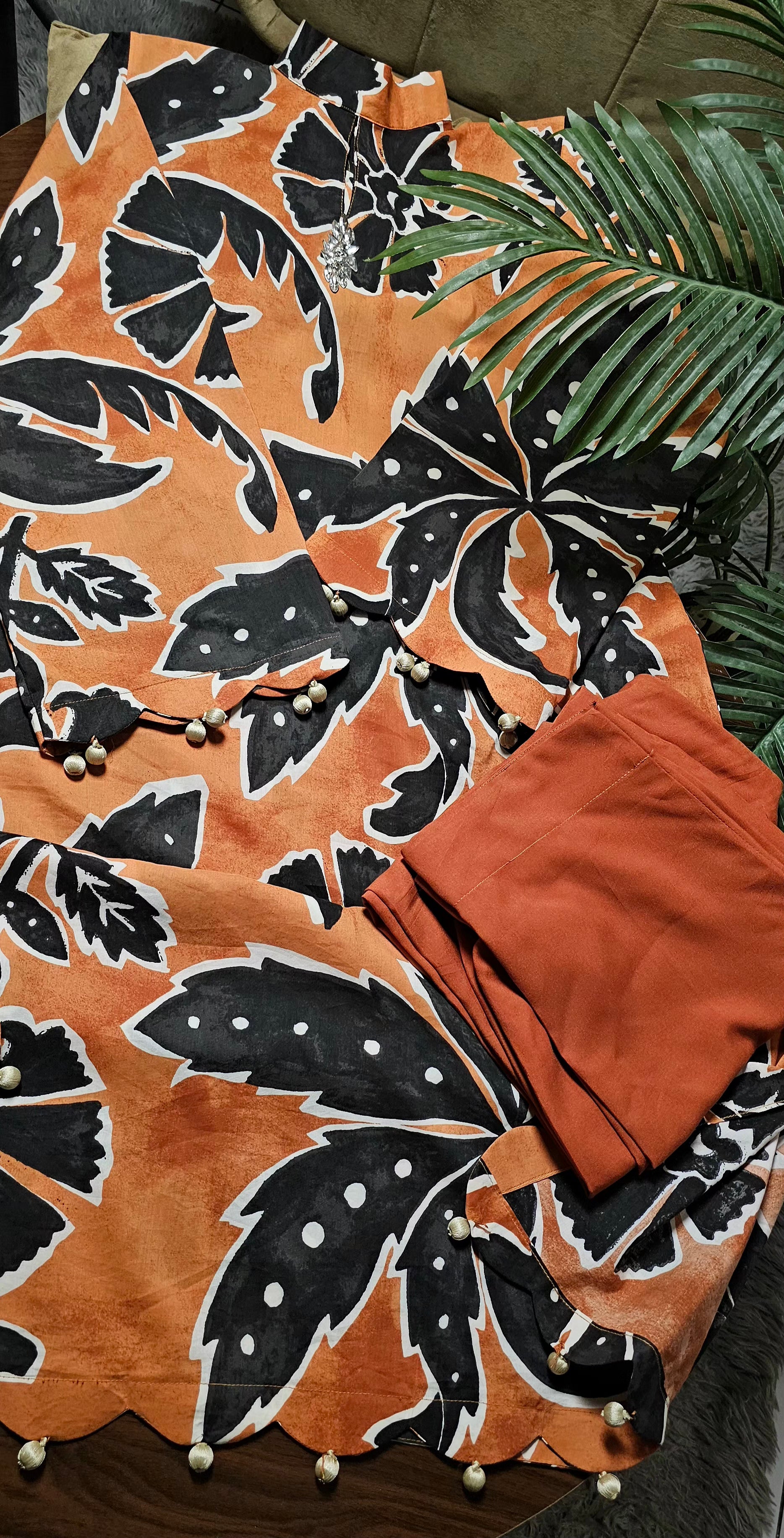 Canvas Bloom" Kaftan (2pc stichted)