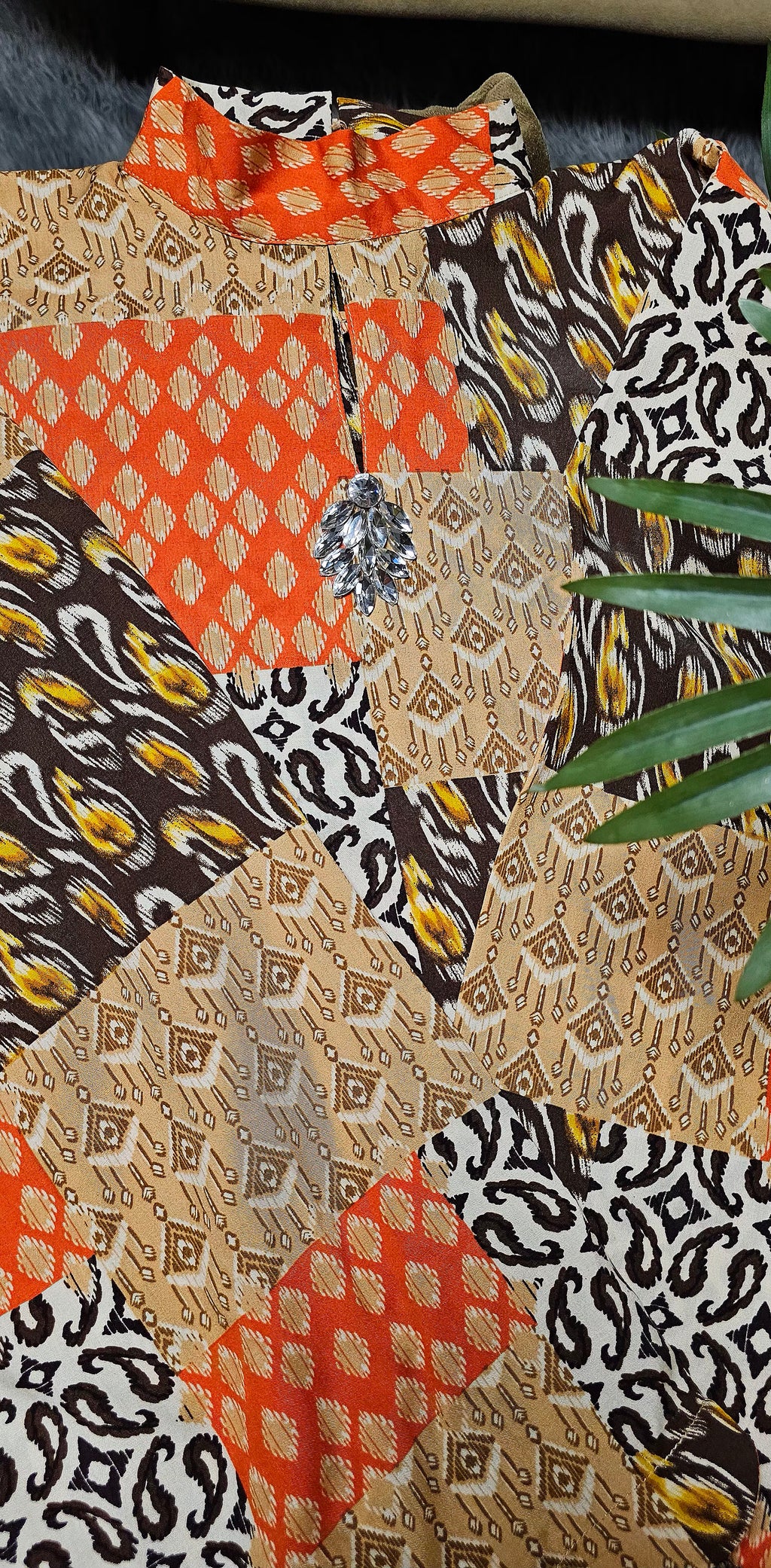 Heritage Patchwork print Kaftan(2pc stichted)