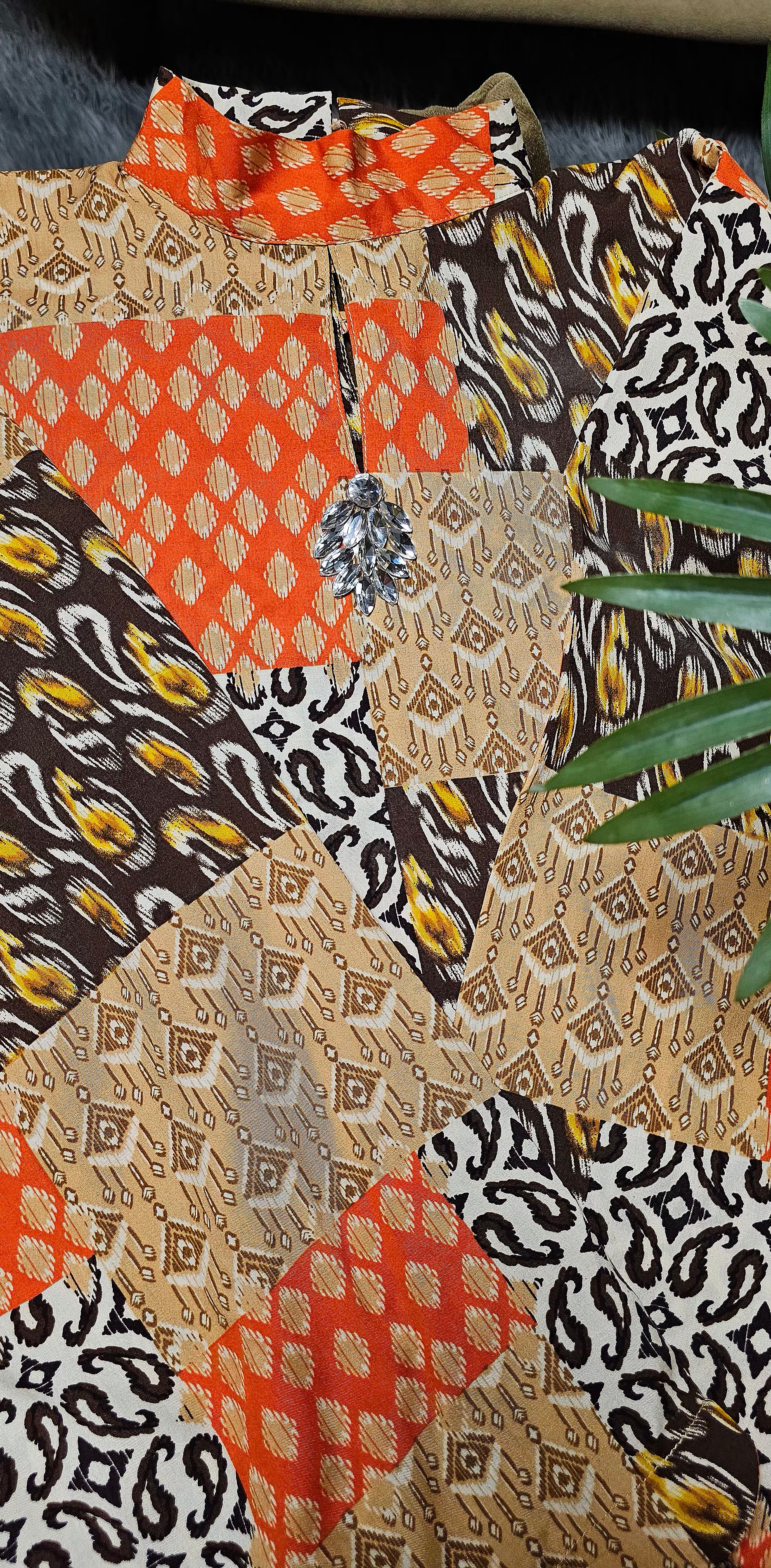 Heritage Patchwork print Kaftan(2pc stichted)