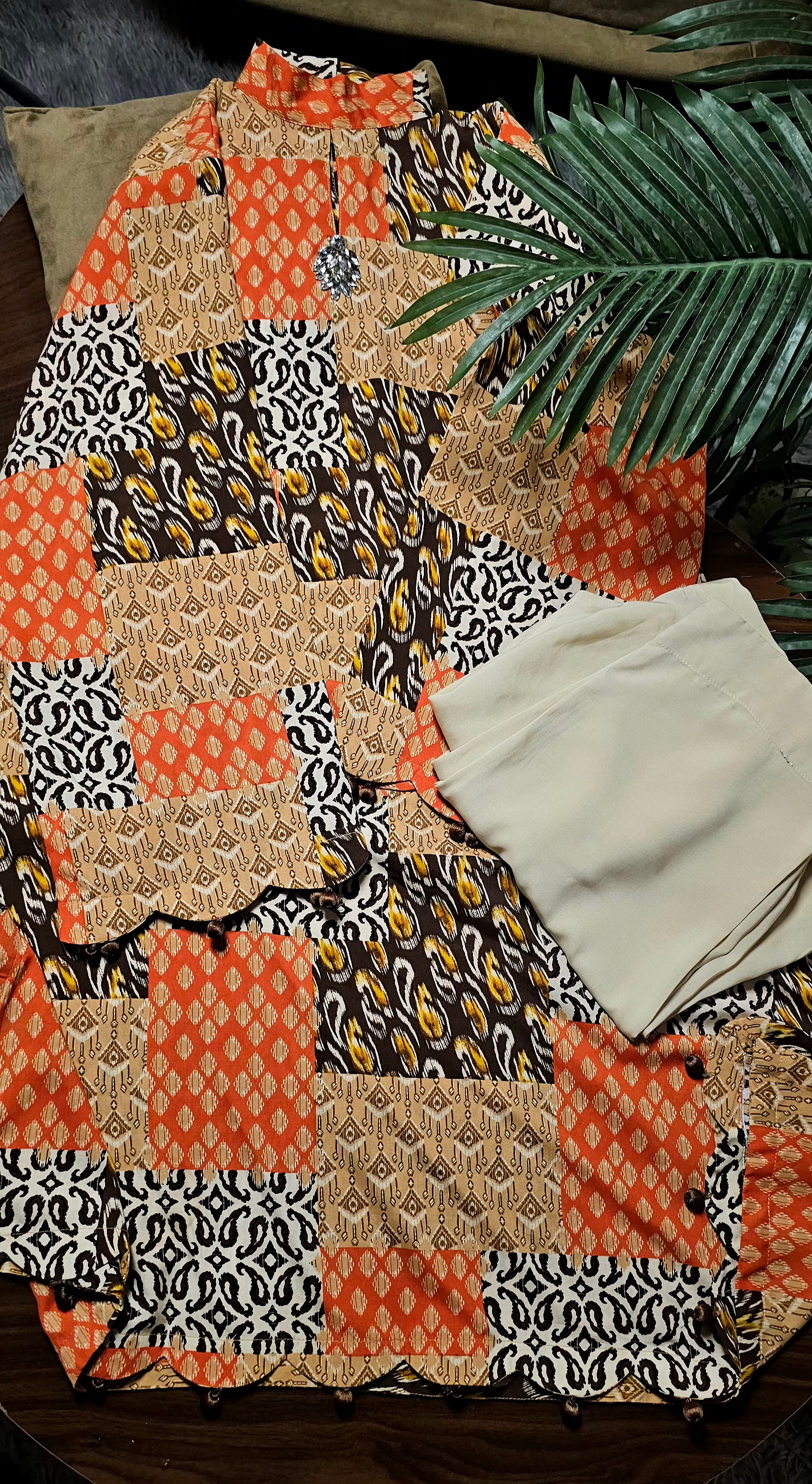 Heritage Patchwork print Kaftan(2pc stichted)