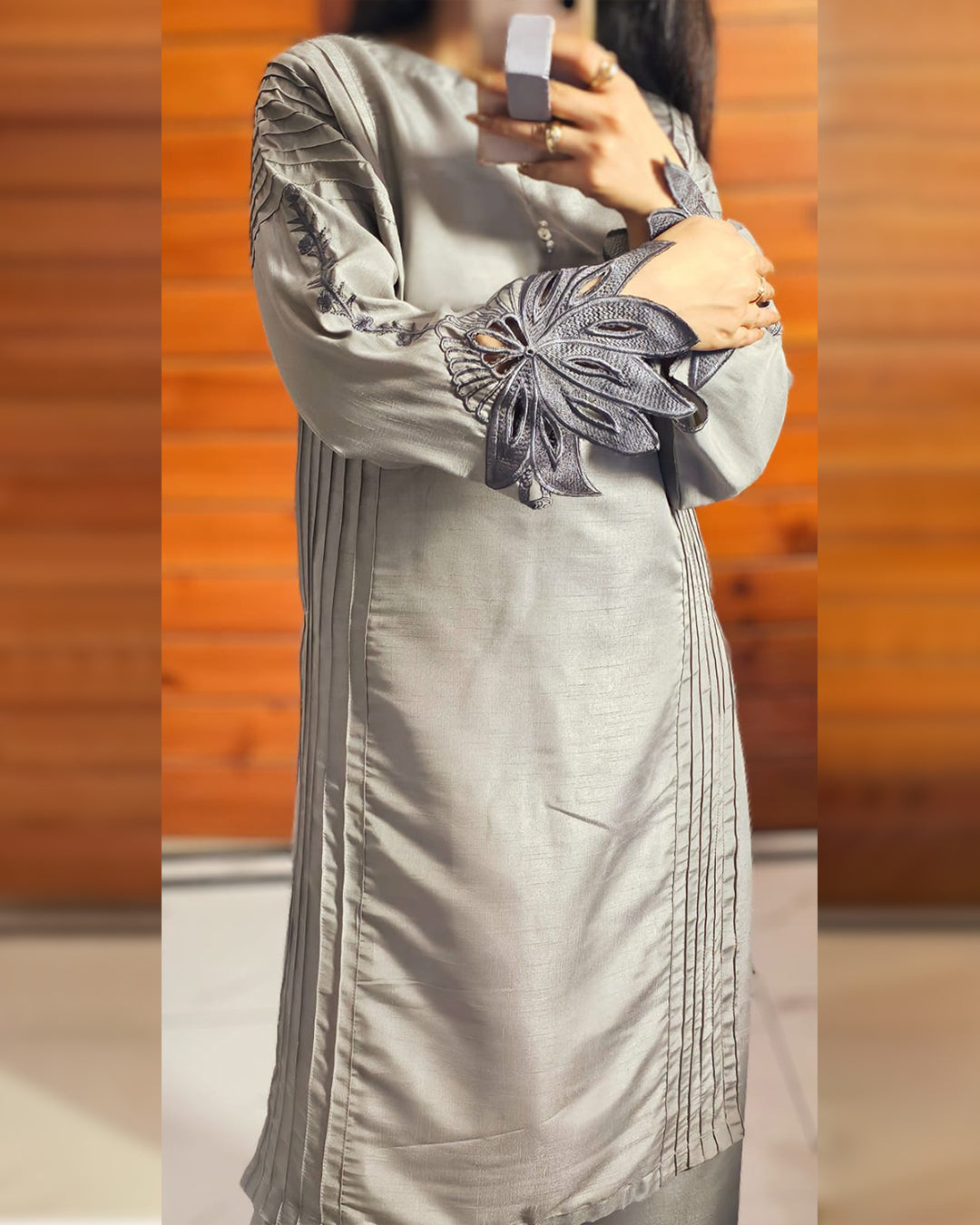 Grey silver Embroidery 3pc