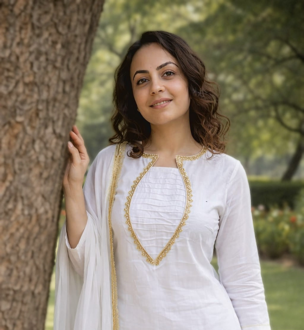 Ivory Farshi Shalwar 3pc (stichted)