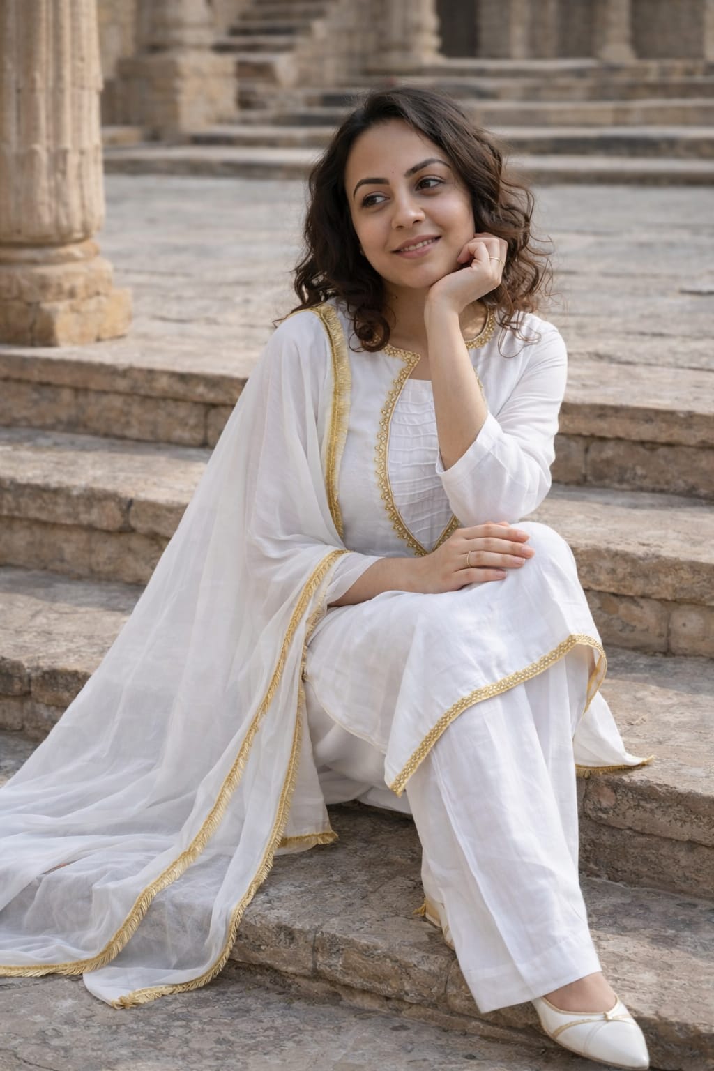 Ivory Farshi Shalwar 3pc (stichted)
