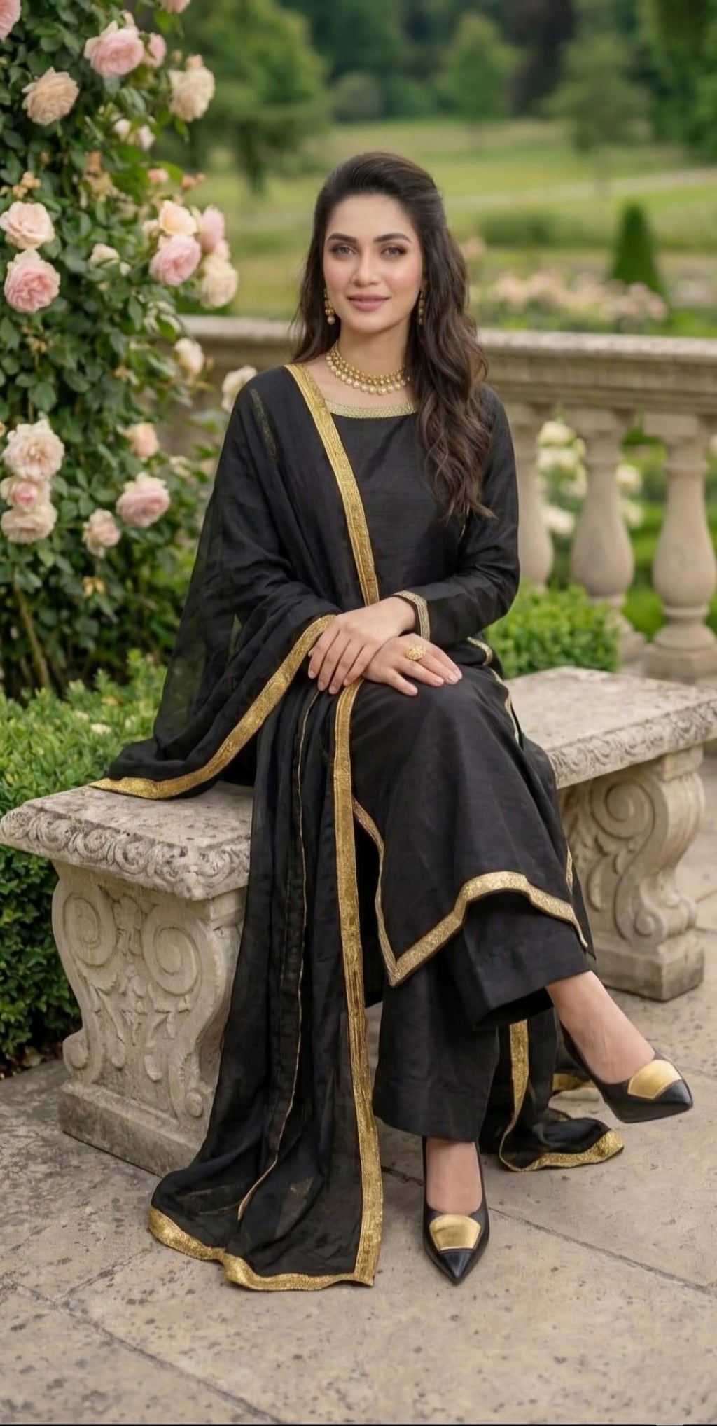 Hania Amir Inspired Black Magic 3pc (stichted)