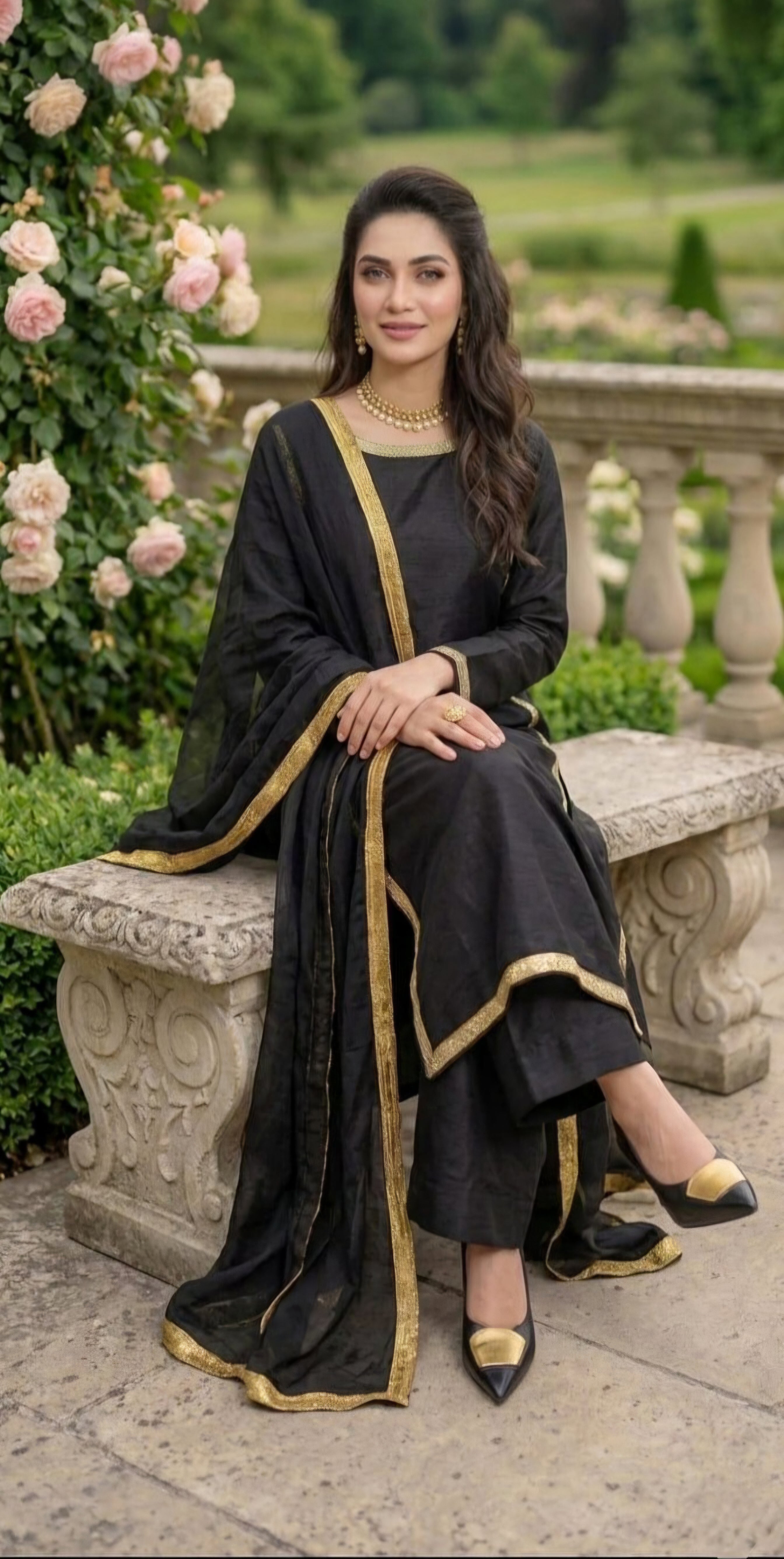 Hania Amir Inspired Black Magic 3pc (stichted)
