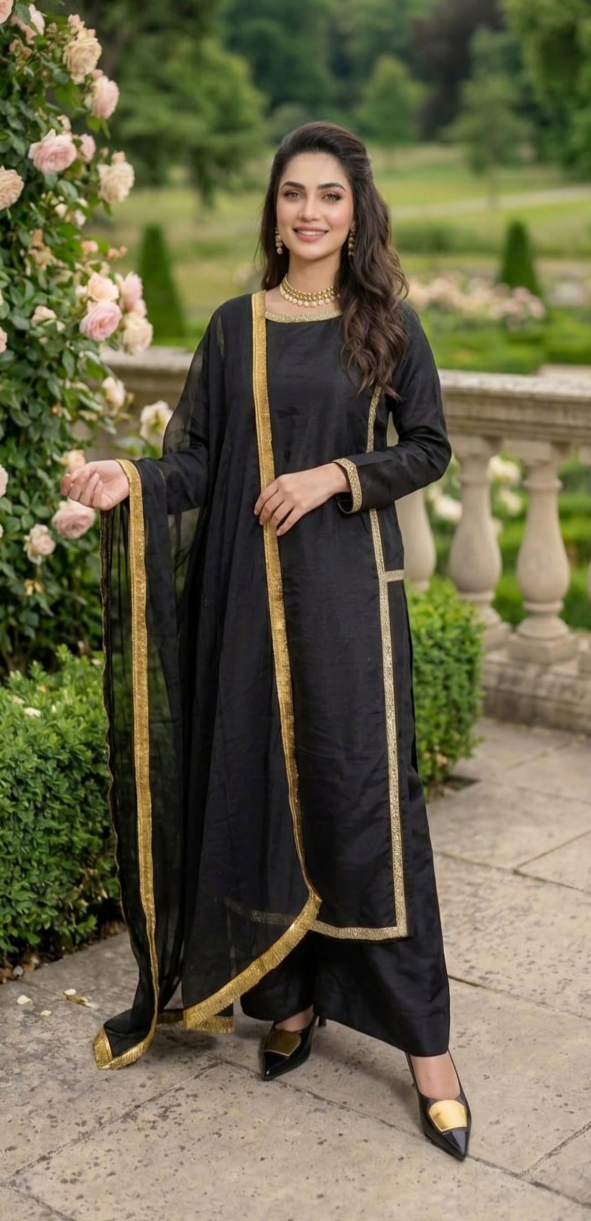 Hania Amir Inspired Black Magic 3pc (stichted)