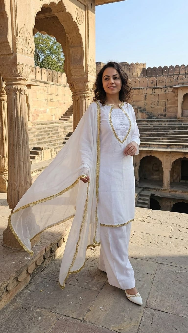 Ivory Farshi Shalwar 3pc (stichted)