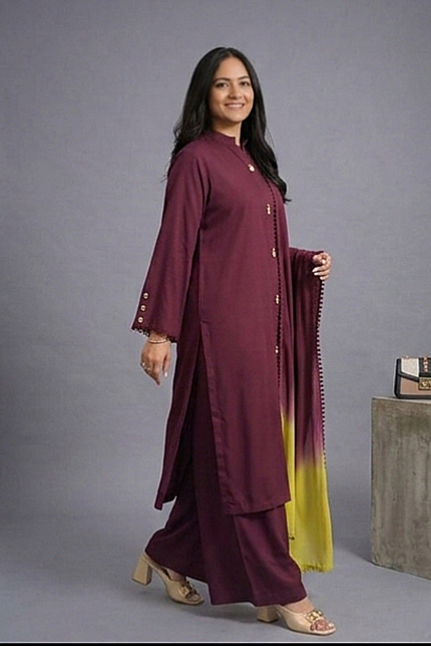 Maroon Ombre 3pc (stichted)