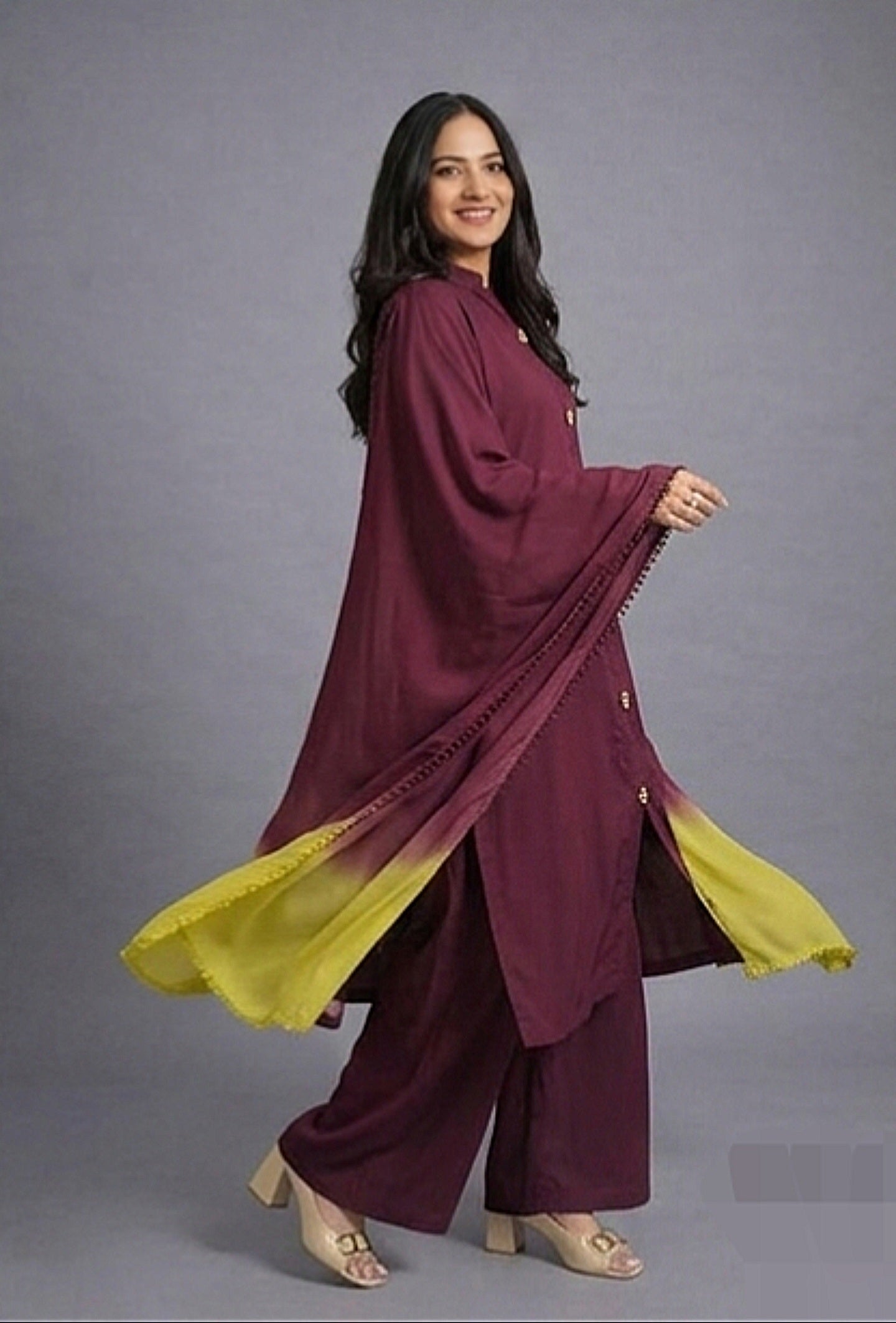 Maroon Ombre 3pc (stichted)