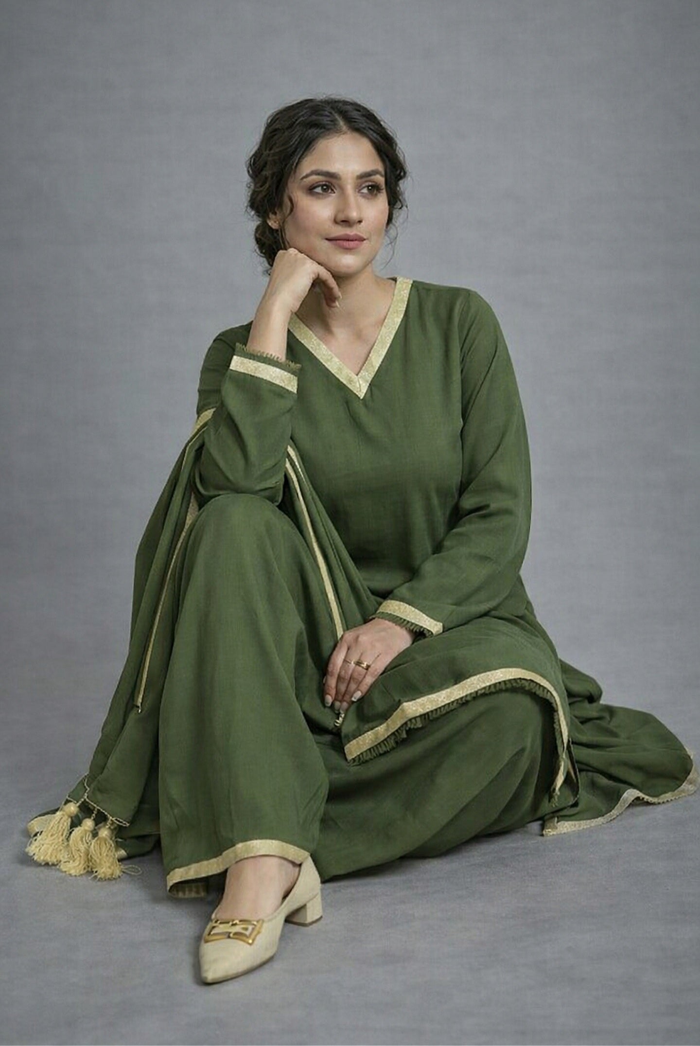 Army Dhaaka shalwar 3pc (stichted)