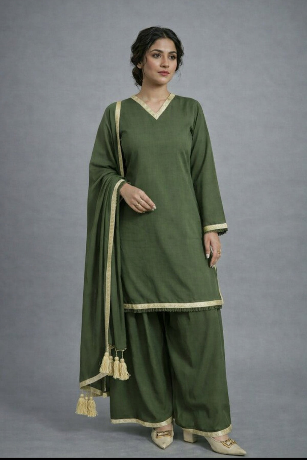 Army Dhaaka shalwar 3pc (stichted)