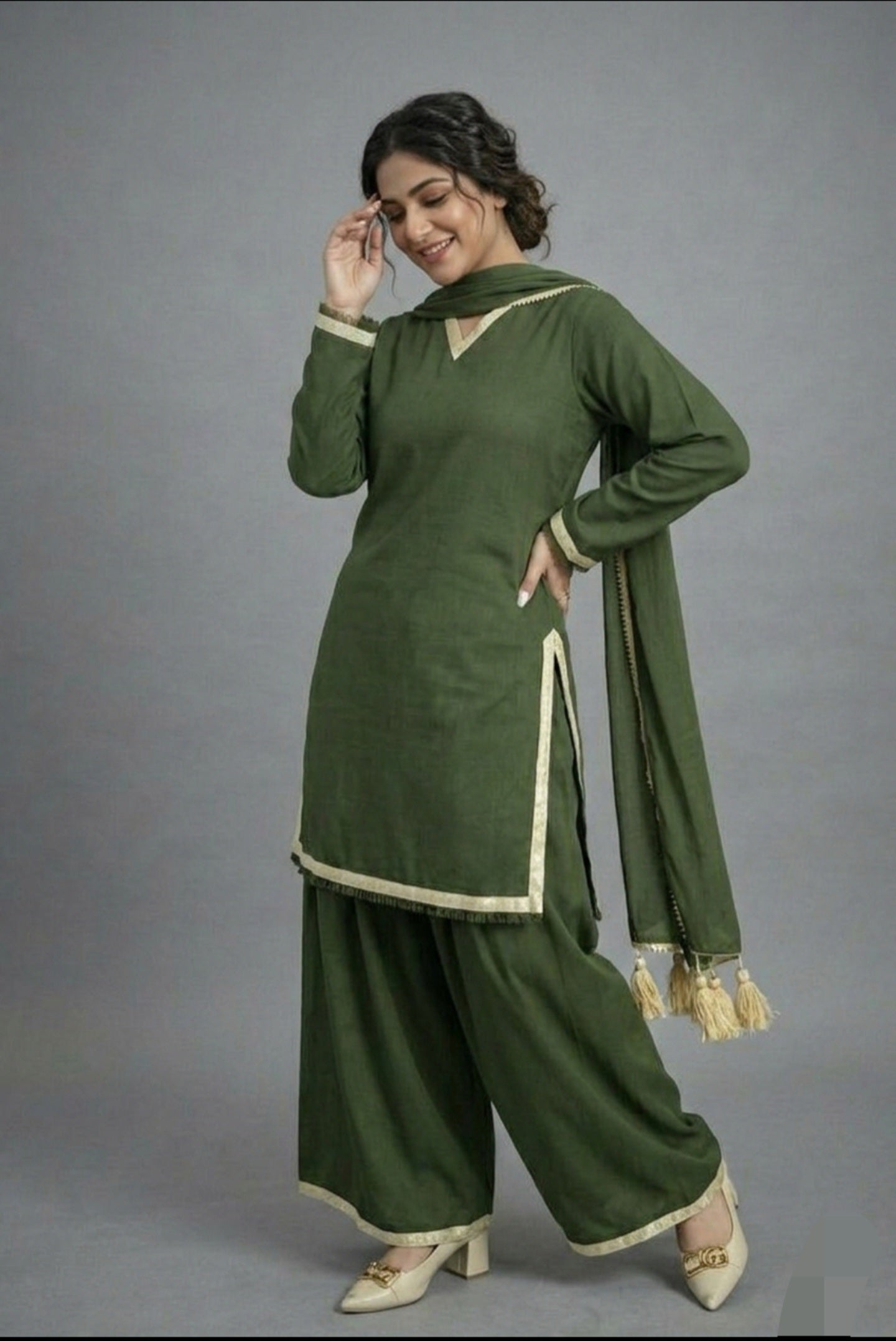 Army Dhaaka shalwar 3pc (stichted)