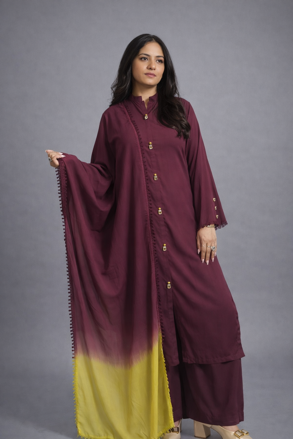 Maroon Ombre 3pc (stichted)