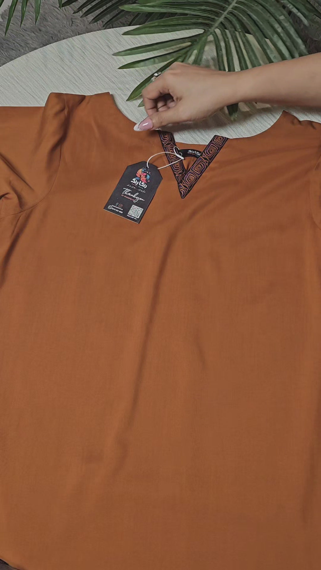 Rust Dhaaka shalwar 3pc (stichted)