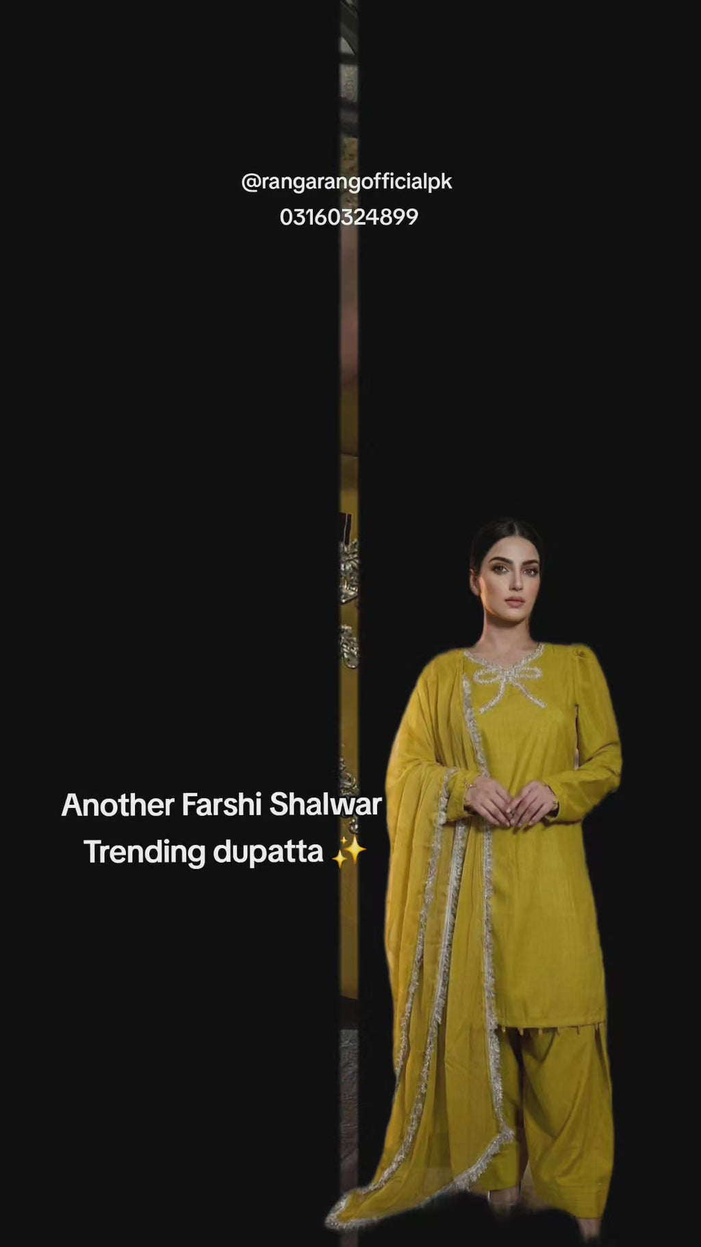 Dhani musturd Farshi Shalwar 3pc (stichted)