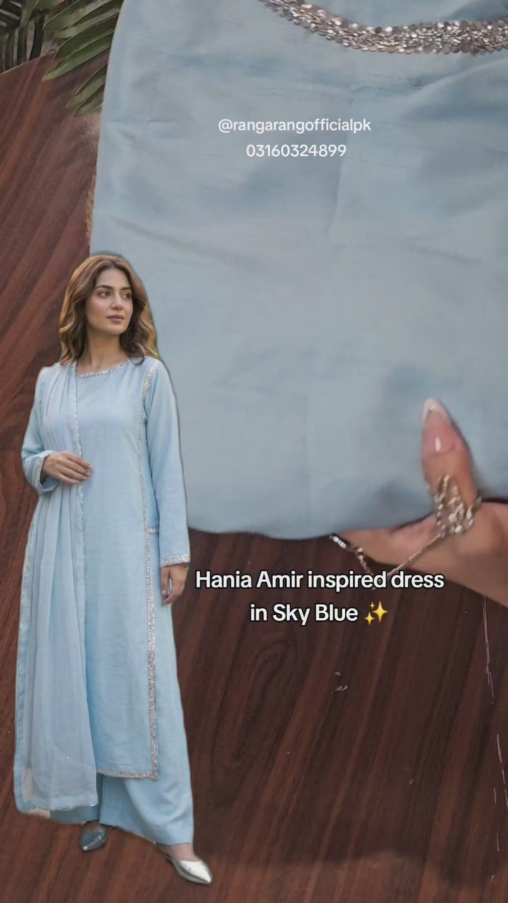 Hania Amir inspired Sky Blue 3pc (stichted)
