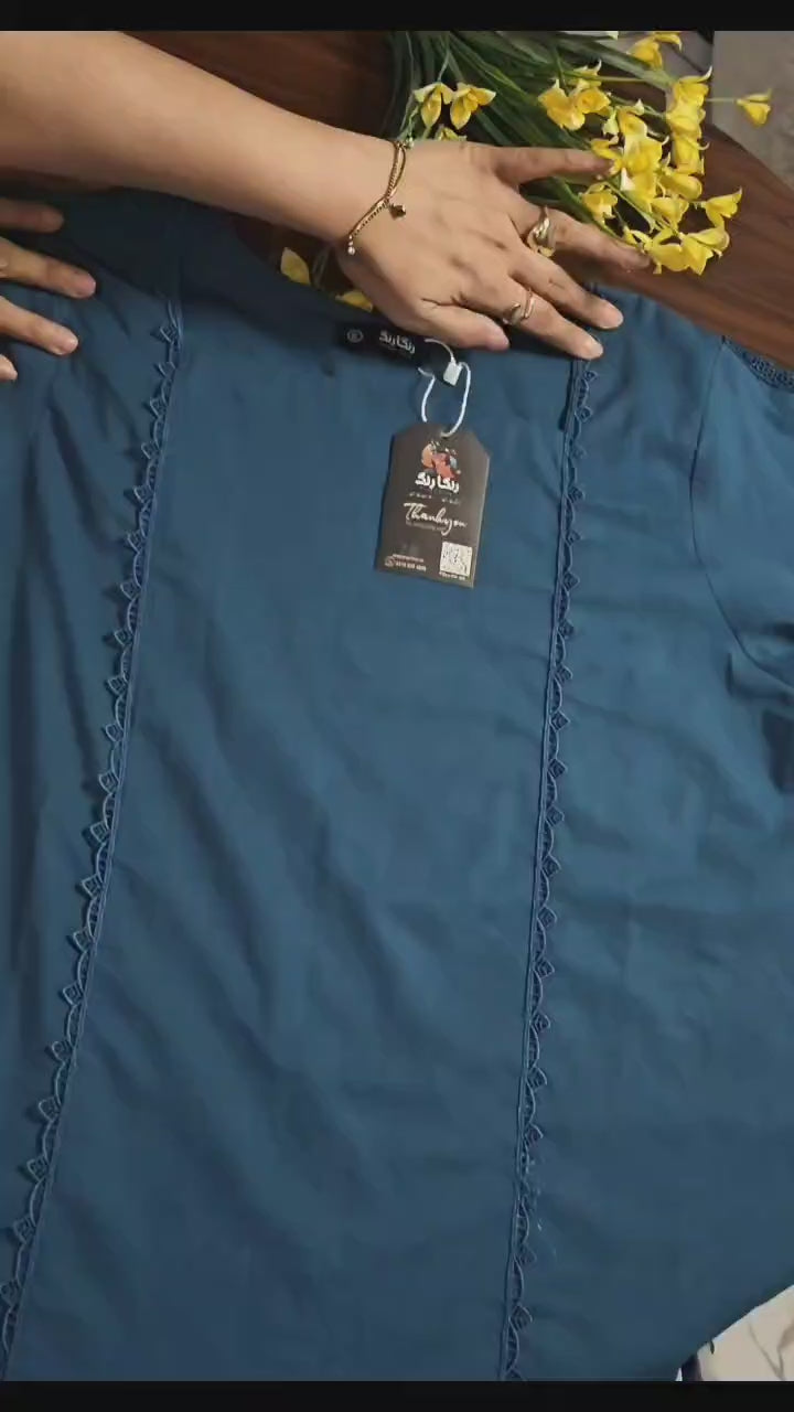 Zinc blue Solid  3pc(Stitched)
