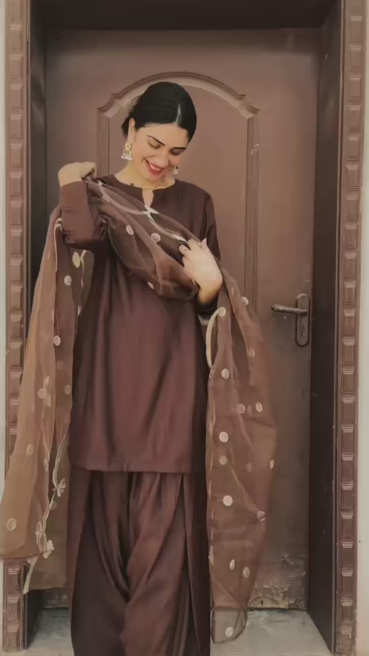Chocolate brown Farshi Shalwar 3pc