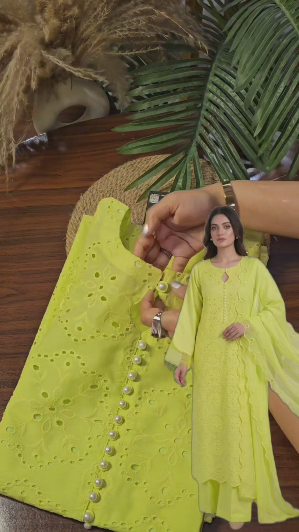 Noor-e-Lime Luxury Lawn Set(Stichted)