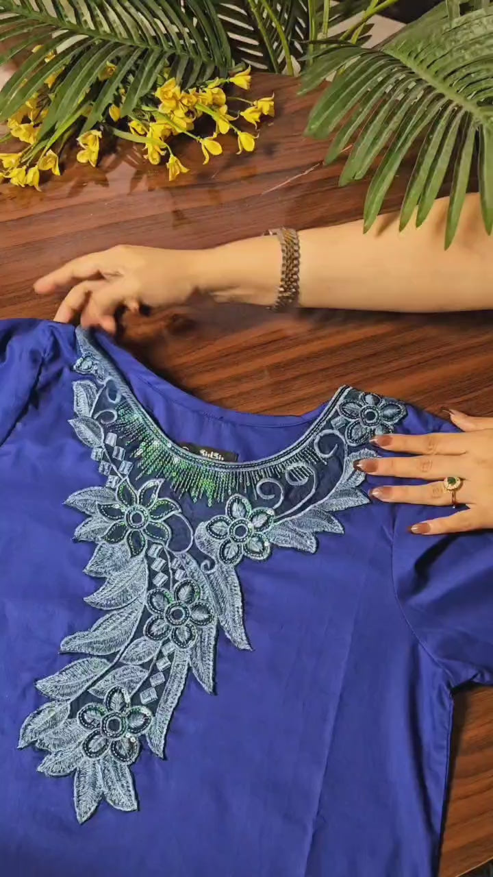 ROYAL AZURE EMBROIDERY 3PC(Stitched)