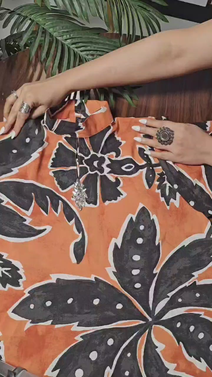 Canvas Bloom" Kaftan (2pc stichted)