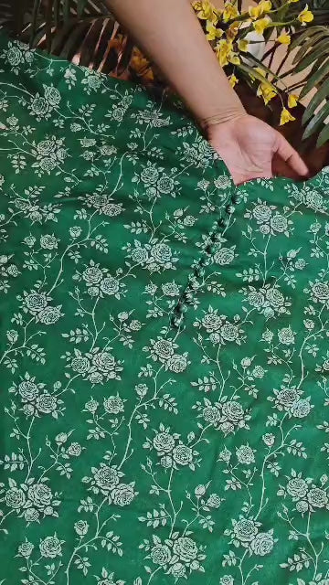 Green and white floral 2pc
