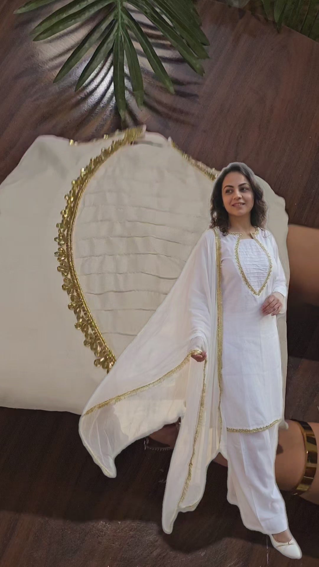 Ivory Farshi Shalwar 3pc (stichted)