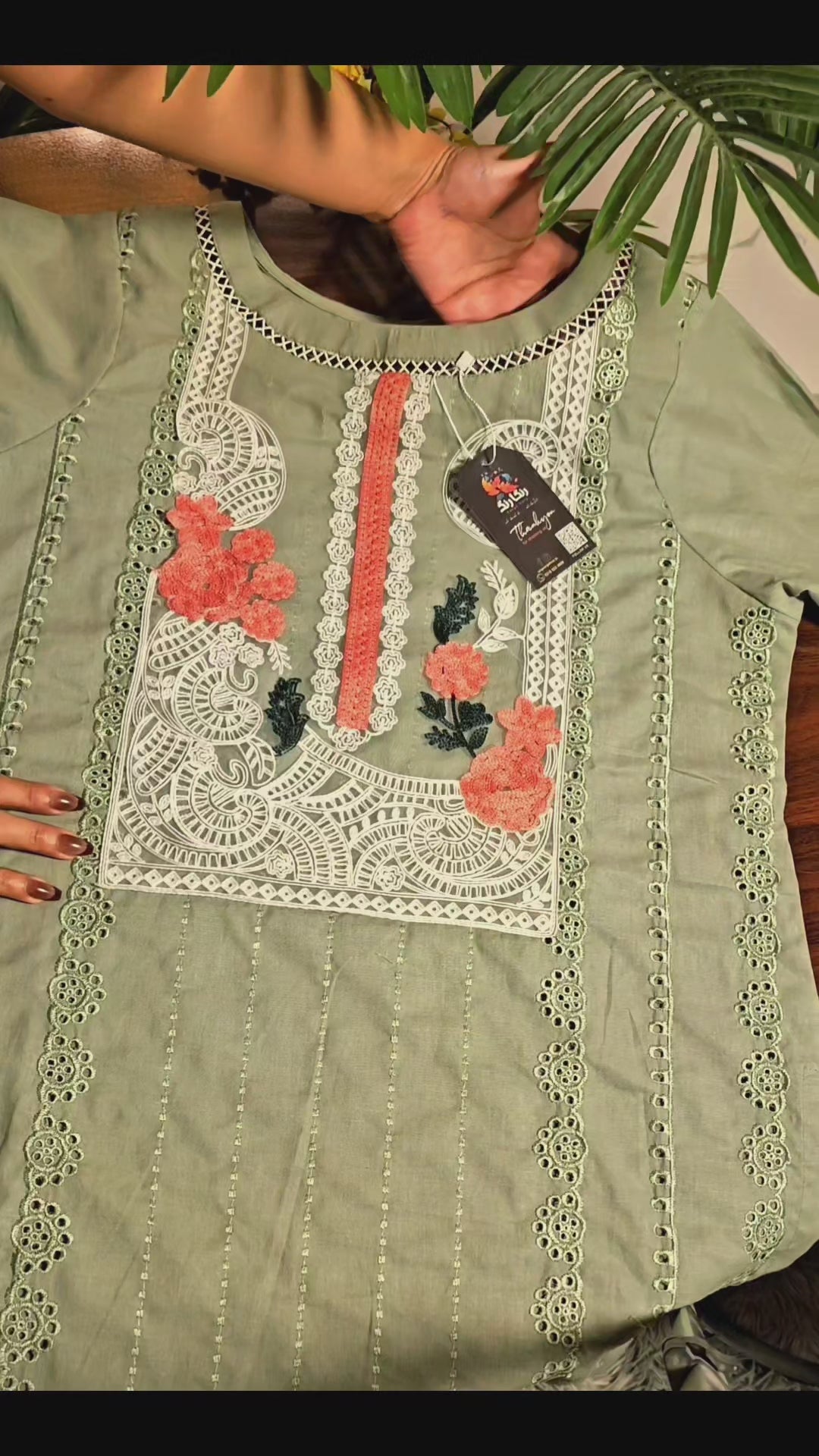 Olive Green Chickenkari Embroidery 3pcand 2pc[ defected  ]