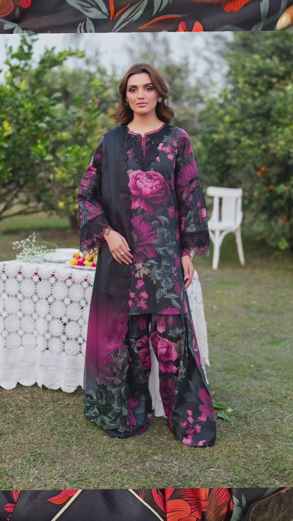 Navy floral 3pc(unstichted)