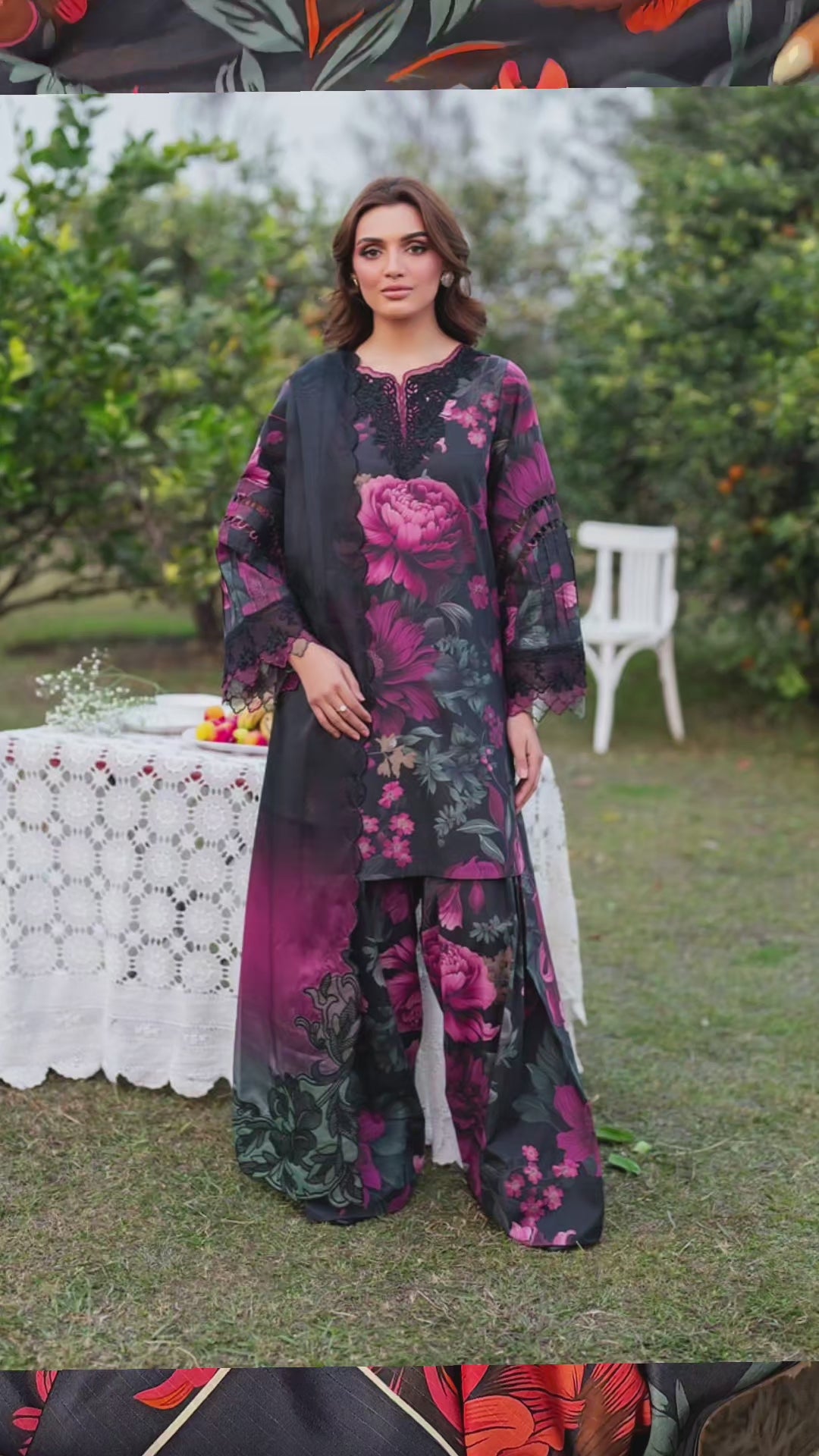 Navy floral 3pc(unstichted)