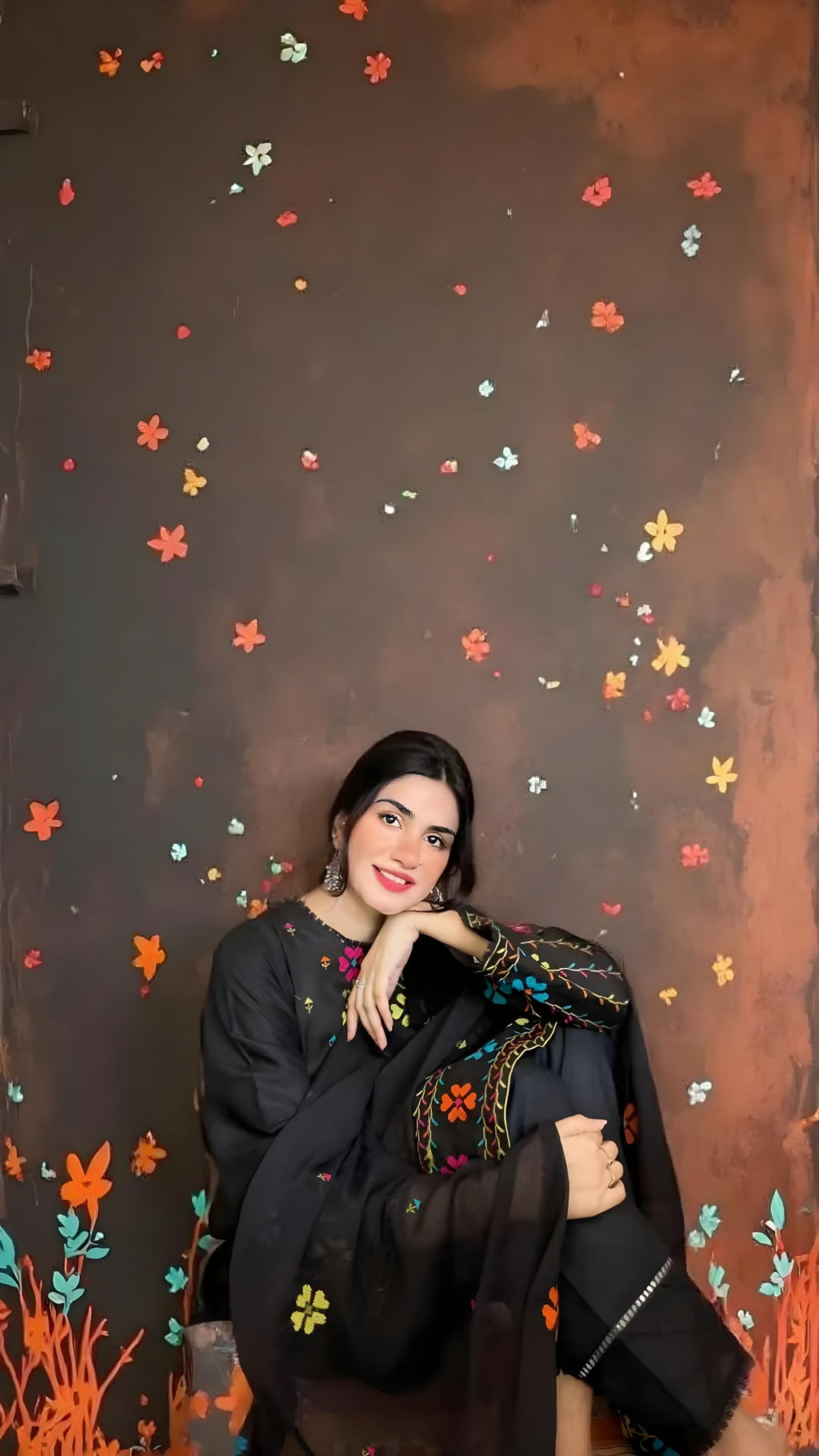 Black Cross sticht Embroidery 3pc