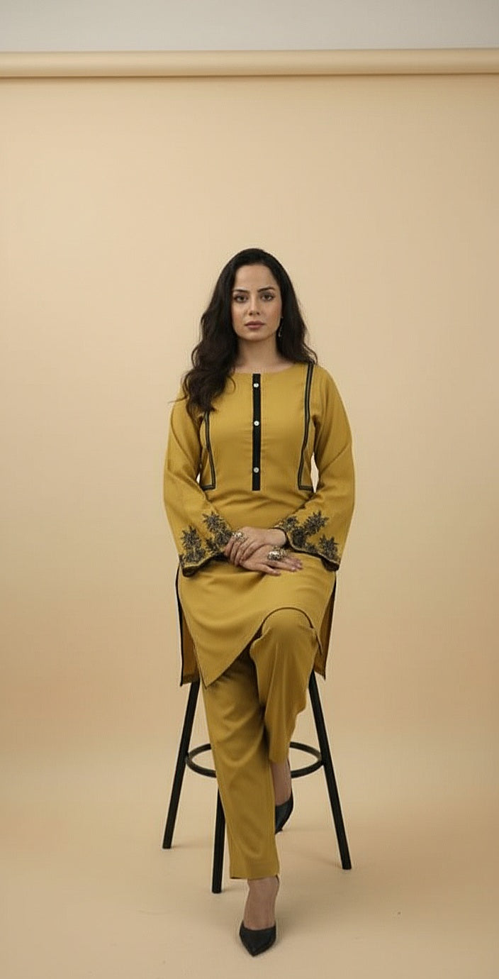 Mustard Noir Embroidered 2pc(Stitched)