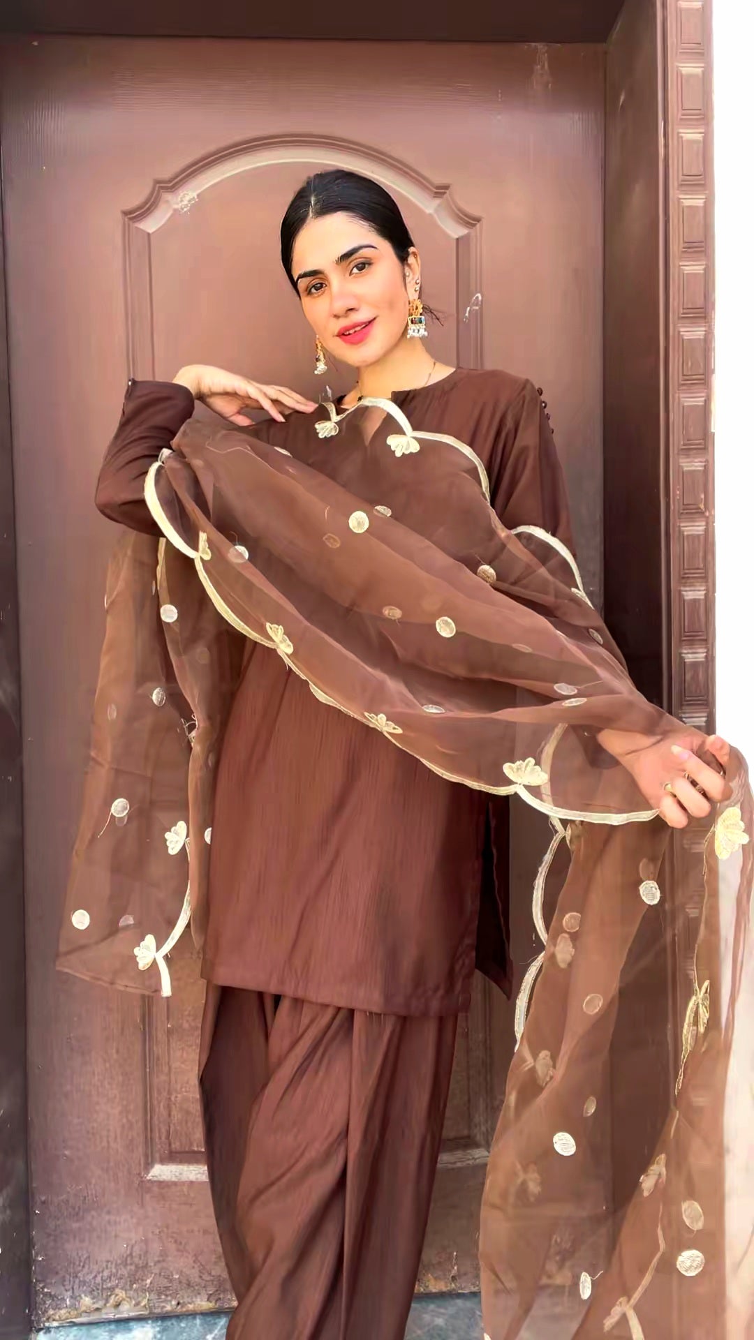 Chocolate brown Farshi Shalwar 3pc