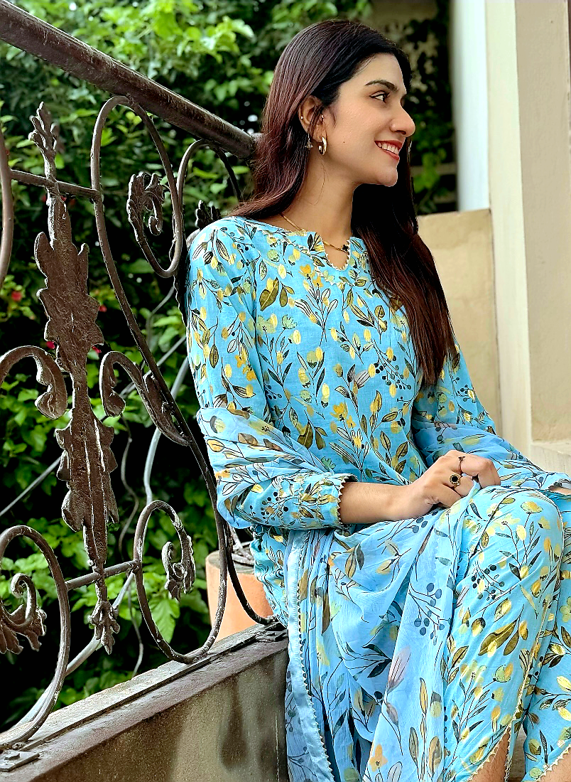 SKY LEAF SAME PRINT 2PC