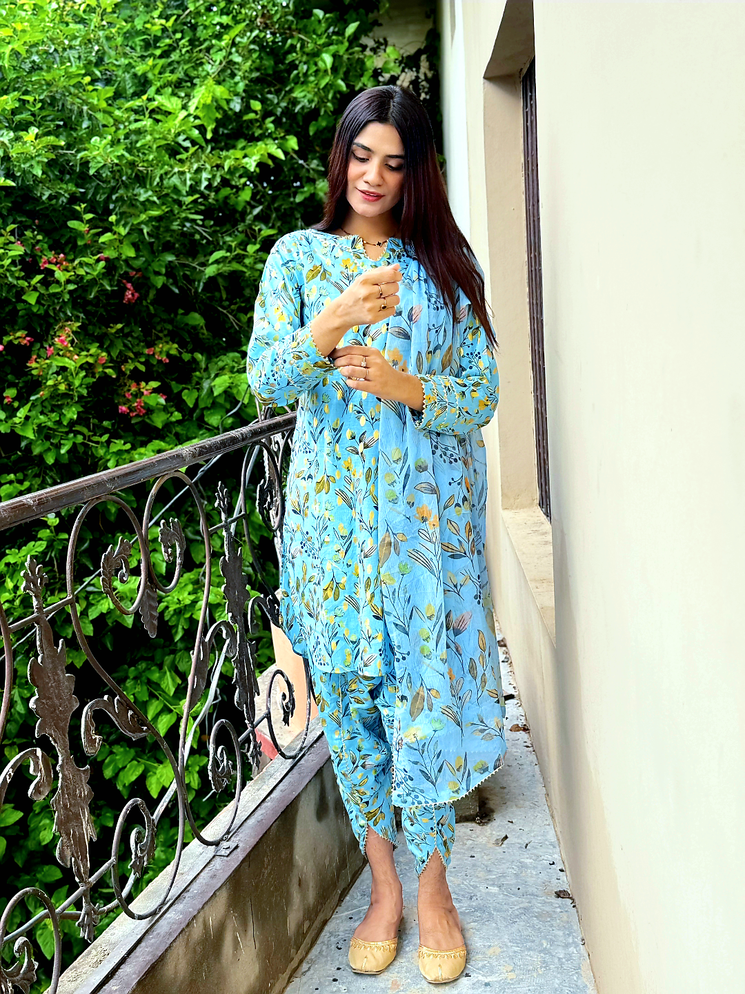 SKY LEAF SAME PRINT 2PC