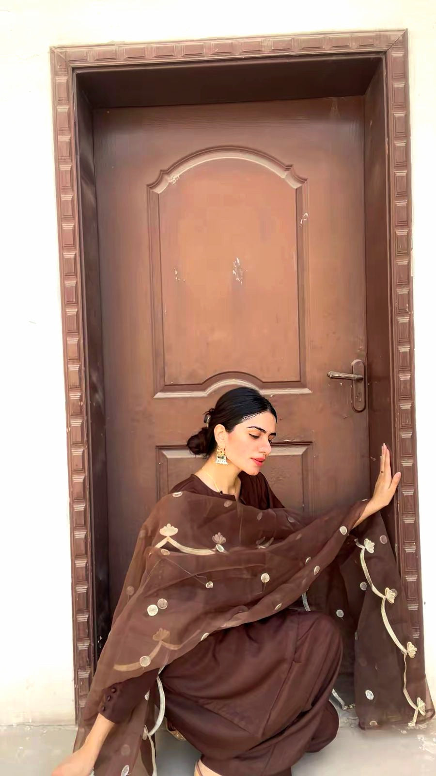 Chocolate brown Farshi Shalwar 3pc